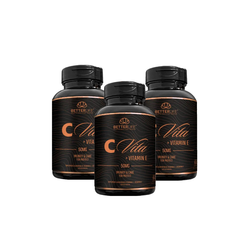 Kit com 3 C Vita + Vitamina E 60 Cápsulas - Para 3 meses