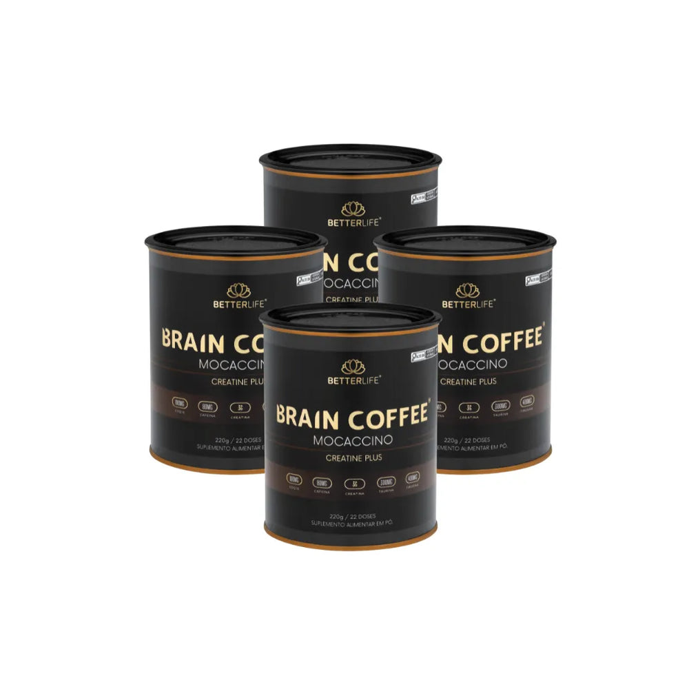 Kit com 4 Brain Coffee Mocaccino Creatine Plus 220g