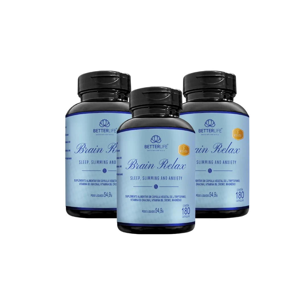 
                  
                    Kit com 3 Brain Relax 180 Cápsulas - Para 9 meses
                  
                