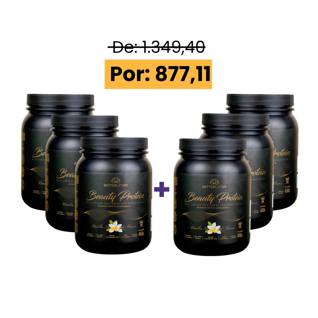 Super Combo 6 Proteína Beauty Whey Protein Baunilha 450g