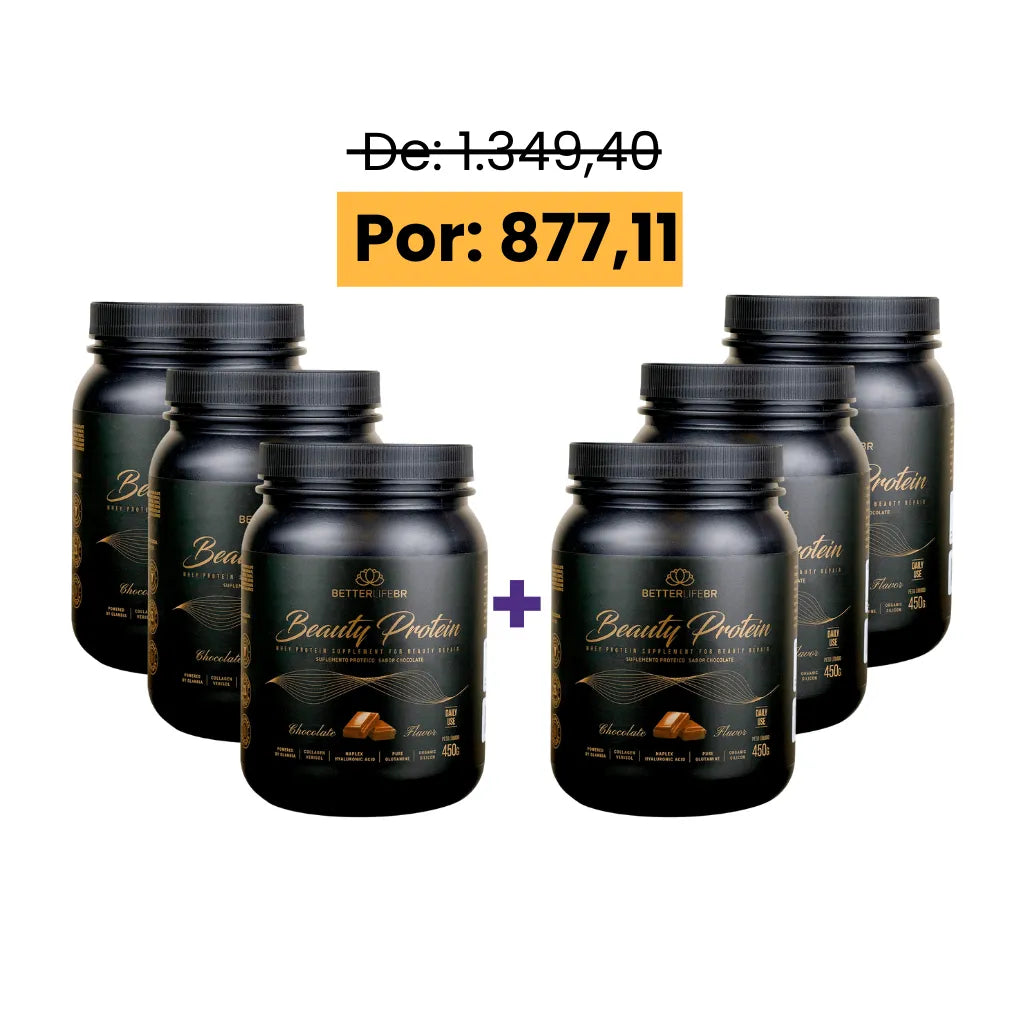 Super Combo 6 Proteína Beauty Whey Protein Chocolate 450g