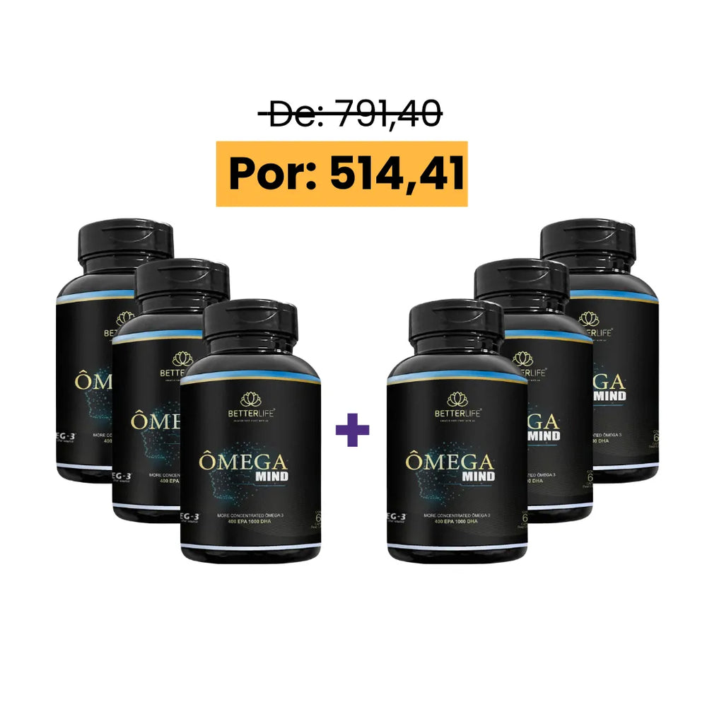 Kit 3 Ômega Mind 400 EPA 1000 DHA + 3 Ômega Cardio 1000 EPA 400 DHA