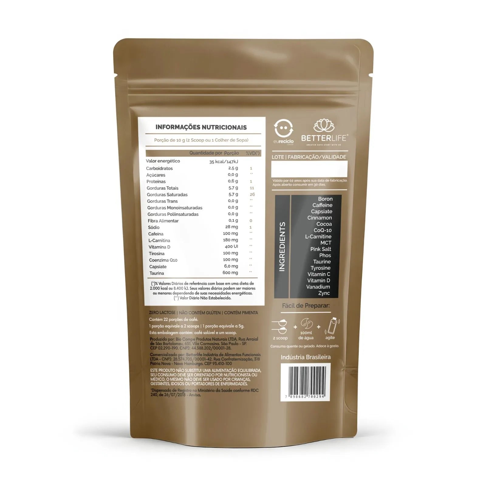 Café em Pó Solúvel Brain Coffee Power 220g