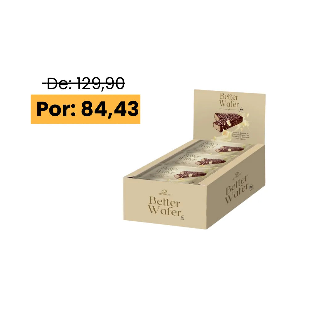 Better Wafer Proteica Chocolate Branco com Cobertuda de Chocolate - Caixa com 12 un