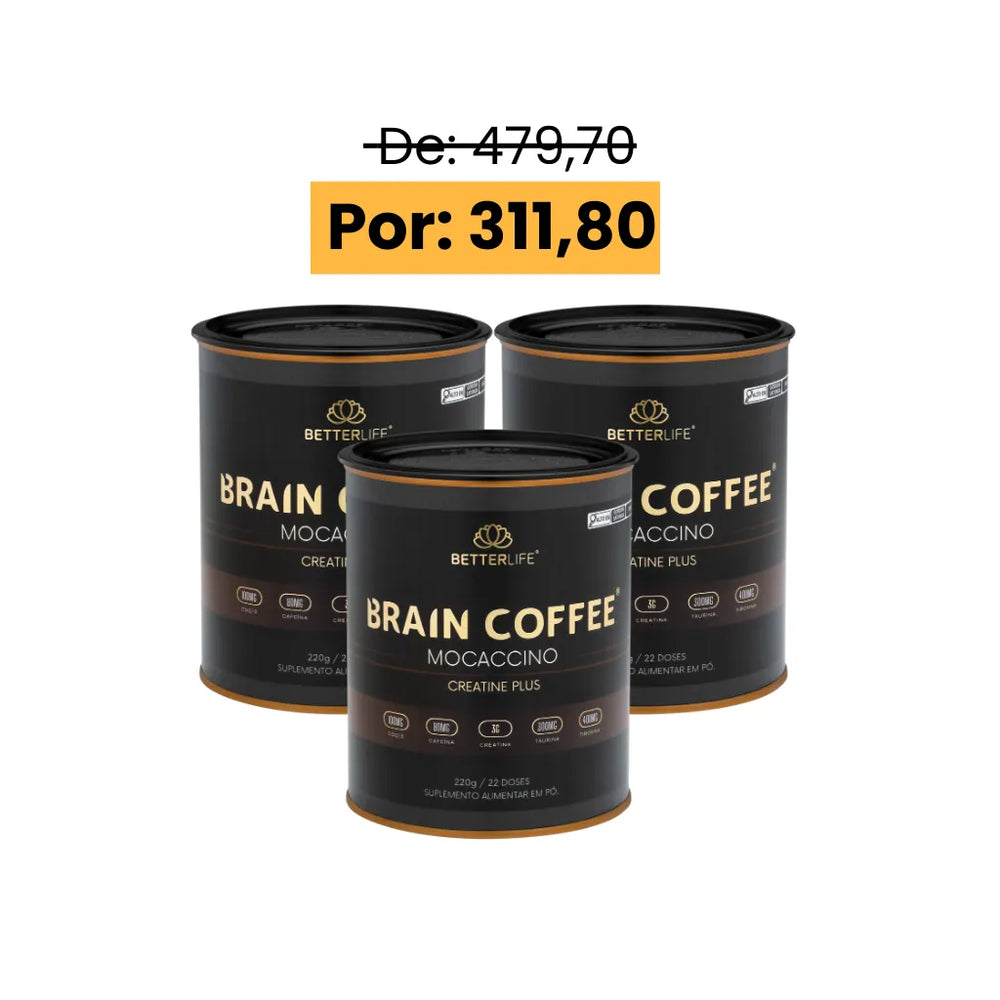 Kit com 3 Brain Coffee Mocaccino Creatine Plus 220g