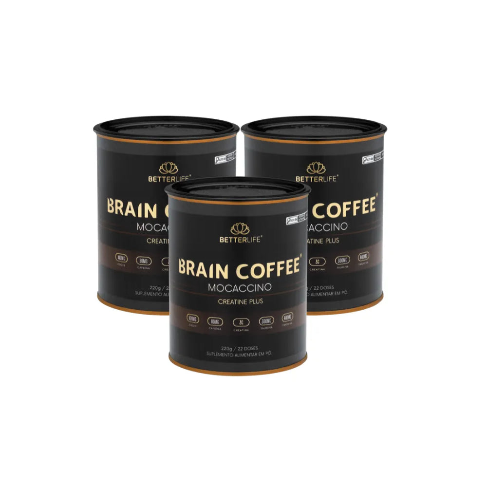 Kit com 3 Brain Coffee Mocaccino Creatine Plus 220g