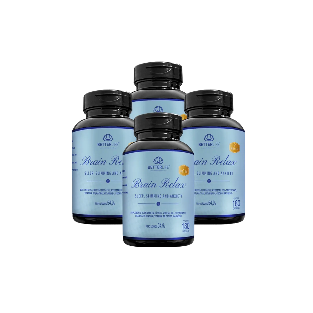 
                  
                    Kit com 4 Brain Relax 180 Cápsulas - Para 12 meses
                  
                